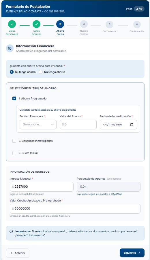 Campos de cesantías activados